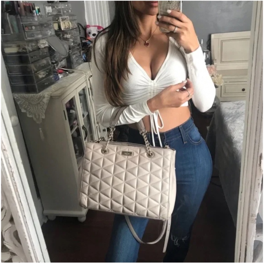 🪞 Kate Spade tote quilted stitched shopper large handbag